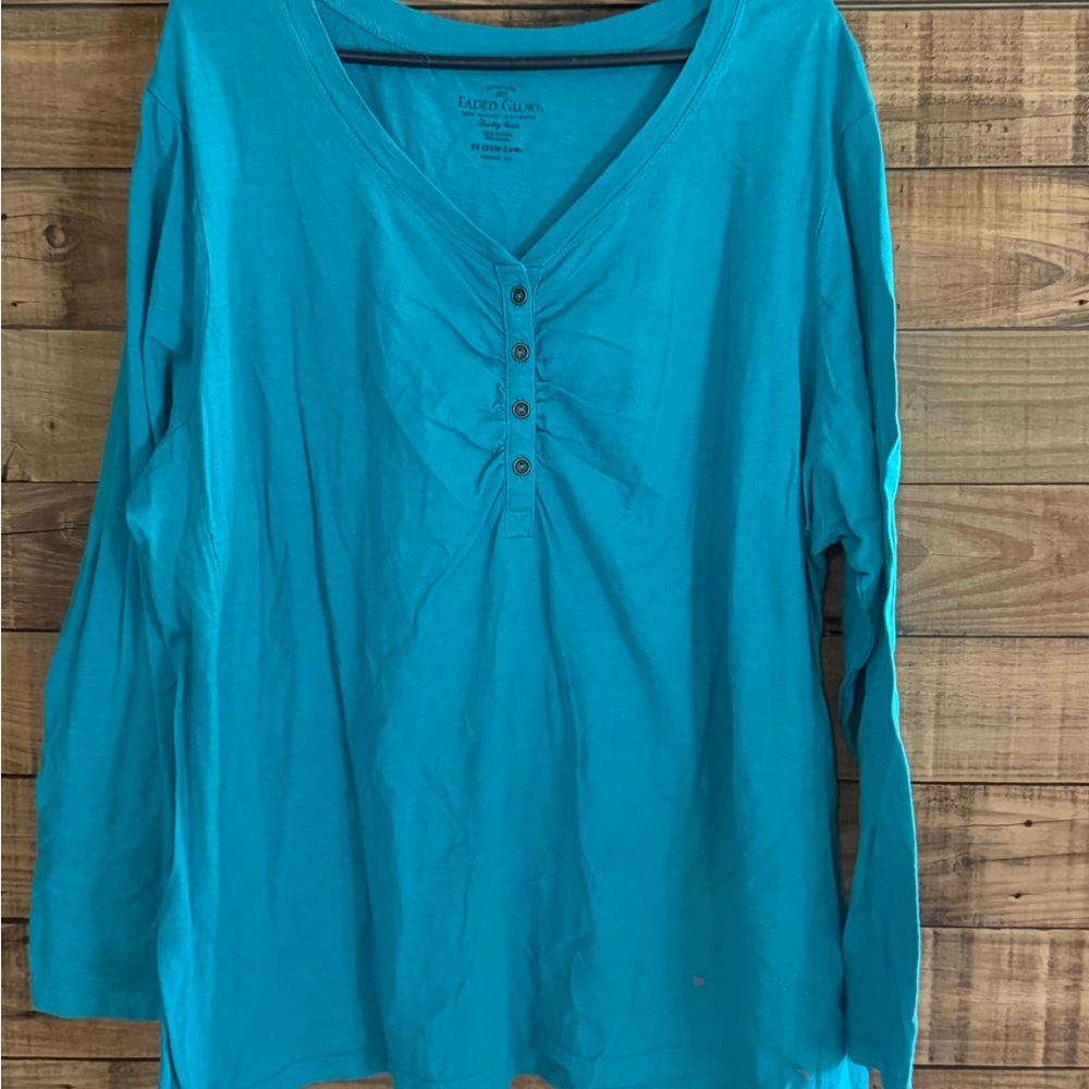 Faded Glory Women's Turquoise Long Sleeve Top